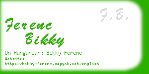 ferenc bikky business card